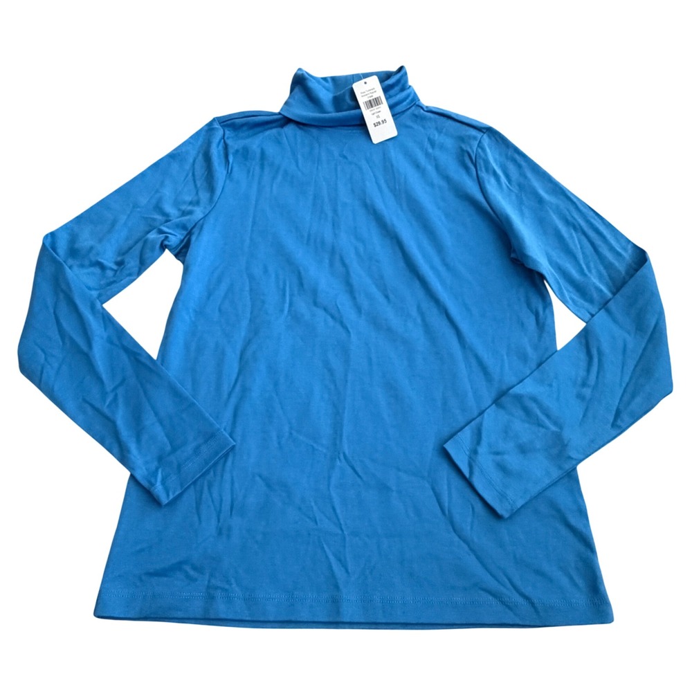 LL Bean Pima Turtleneck Womens XS Light Ocean Blue Supima Cotton ‎ NWT